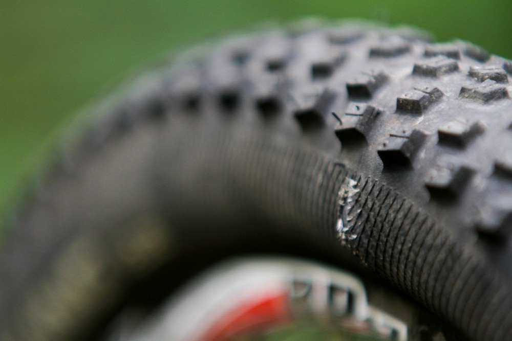 Close-up of mountain bike tire tread